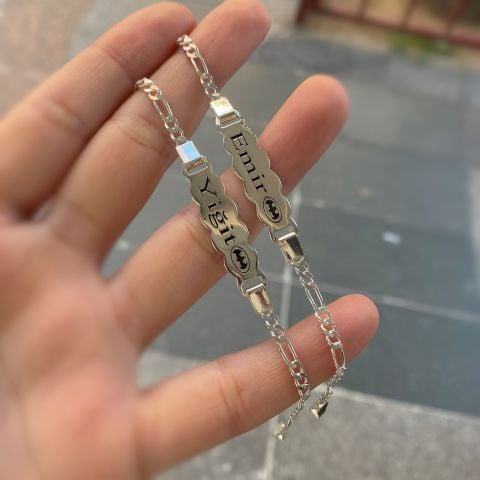 Gümüş isimli bulut model çocuk bileklik künyesi