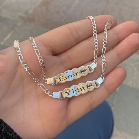 Gümüş isimli bulut model çocuk bileklik künyesi