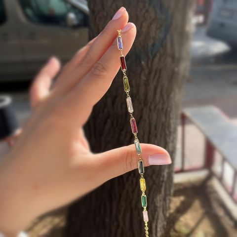 Gümüş renkli dikdörtgen taşlı bileklik cm5285d1