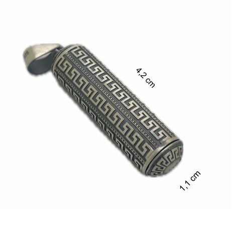 Gümüş silindir dua kabı muskalık kolye ucu