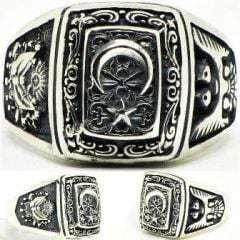 Ay-yıldız gümüş  Erkek yüzüğü