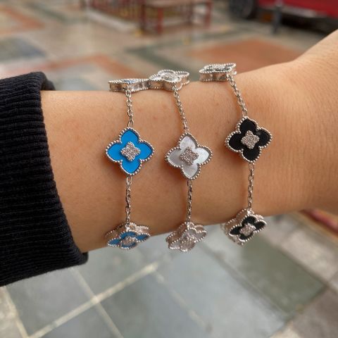 Gümüş taşlı yonca model bileklik nz562d32