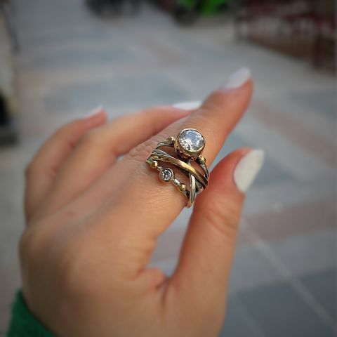 Gümüş el işi otantik model yüzük ek2s12d1