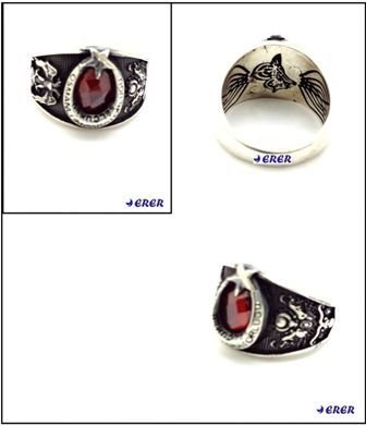 Ayyıldızlı  gümüş erkek yüzüğü