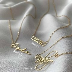 Gümüş isim yazılı bayan kolye modeller model 1 - Gümüş Rengi  (rodaj)