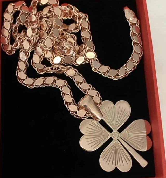 Gümüş yoncalı arpa pullu zincir kolye 50 cm - Gümüş Rengi  (rodaj)