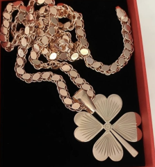 Gümüş yoncalı arpa pullu zincir kolye 50 cm - Gümüş Rengi  (rodaj)