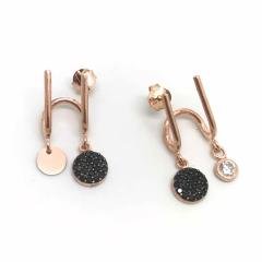 Gümüş tek takmalı çift görünüm küpe sh743p6