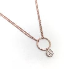 Gümüş çift zincirli gümüş kısa choker kolye sh56u3