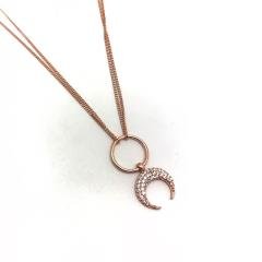 Gümüş çift zincirli gümüş kısa choker kolye sh87y36