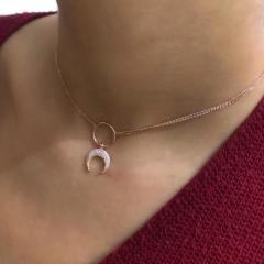 Gümüş çift zincirli gümüş kısa choker kolye sh87y36