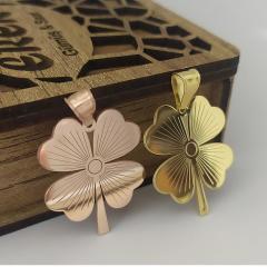 Gümüş yeni model yonca kolye ucu çap 2,5 cm - Gümüş Rengi  (rodaj)