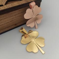 Gümüş yeni model yonca kolye ucu çap 2,5 cm - Gümüş Rengi  (rodaj)