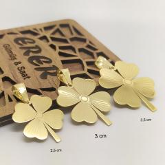 Gümüş yeni model yonca kolye ucu çap 2,5 cm - Gümüş Rengi  (rodaj)