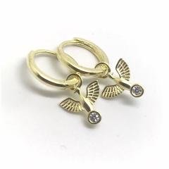 Gümüş kuş model halka küpe dlp9e63f2 Tek küpe - Gümüş Rengi  (rodaj)