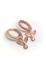 Gümüş kuş model halka küpe dlp9e63f2 Tek küpe - Gümüş Rengi  (rodaj)