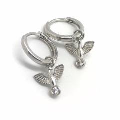 Gümüş kuş model halka küpe dlp9e63f2 Tek küpe - Gümüş Rengi  (rodaj)