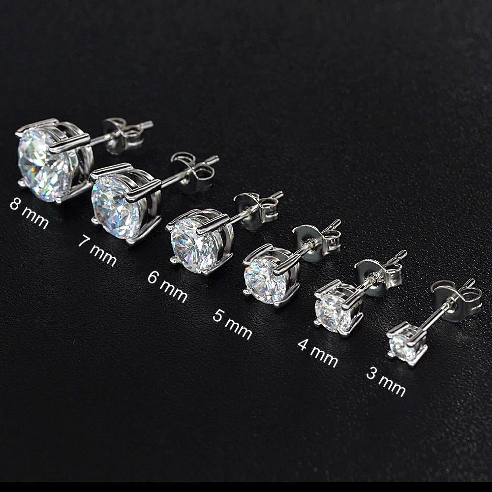 Gümüş pırlanta model  tek taş küpe 3 mm - Gümüş Rengi  (rodaj)