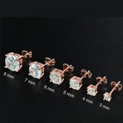 Gümüş pırlanta model  tek taş küpe 3 mm - Gümüş Rengi  (rodaj)