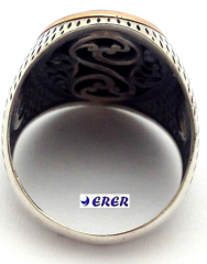 Oval Taşlı Tuğralı Erkek Yüzüğü