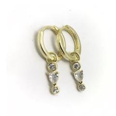 Gümüş taşlı halka küpe dlp793e2 Tek küpe - Gümüş Rengi  (rodaj)