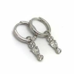 Gümüş taşlı halka küpe dlp793e2 Tek küpe - Gümüş Rengi  (rodaj)