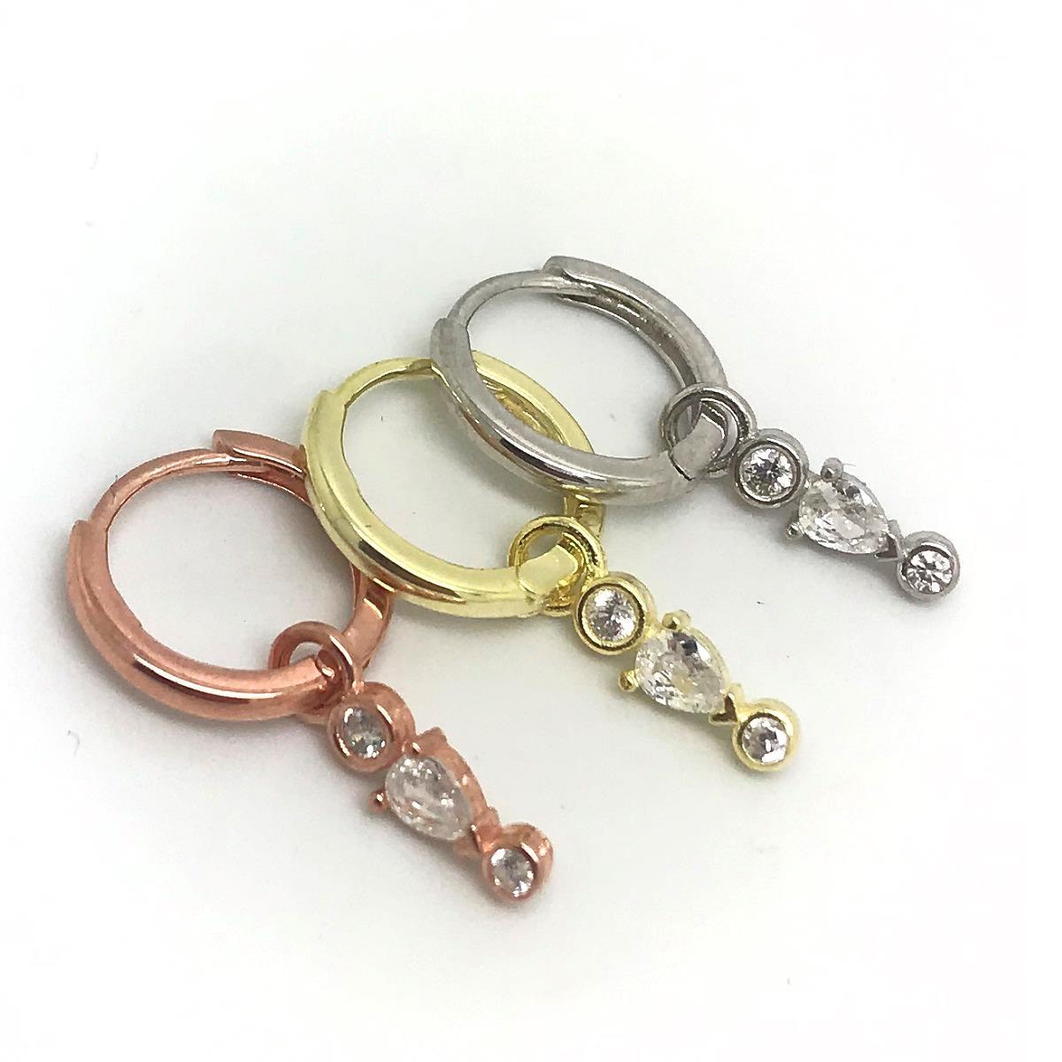 Gümüş taşlı halka küpe dlp793e2 Tek küpe - Gümüş Rengi  (rodaj)