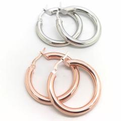 Gümüş düz bombeli halka küpe hr47y3