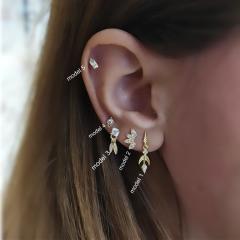 Gümüş taşlı bayan küpe dlp9r63 TEK küpe - model 1 - Gümüş Rengi  (rodaj)