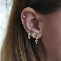 Gümüş taşlı bayan küpe dlp9r63 TEK küpe - model 1 - Gümüş Rengi  (rodaj)