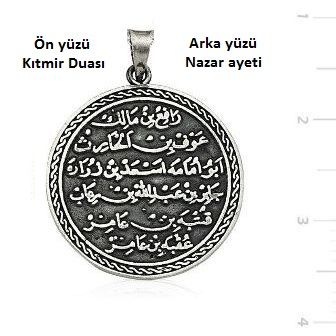 Gümüş kıtmir ve nazar dualı kolye ucu