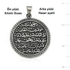 Gümüş kıtmir ve nazar dualı kolye ucu