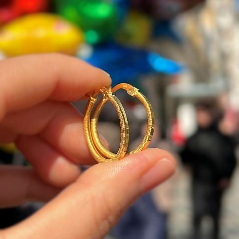 Gümüş iççap 2cm ajda model halka küpe el12sd190