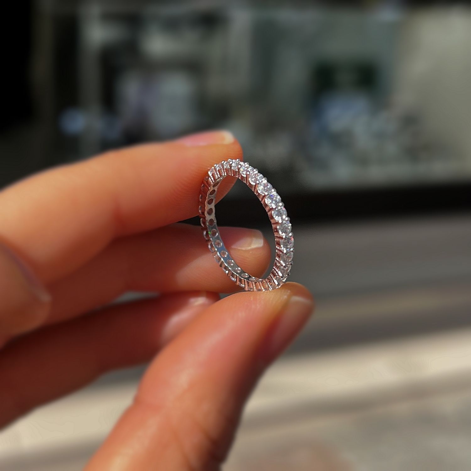 Gümüş 2 mm taşlı ince tamtur gümüş yüzük alyans