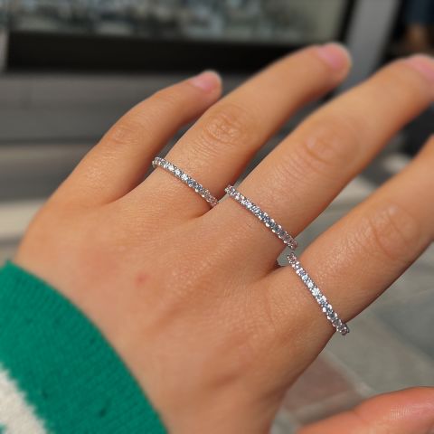 Gümüş 2 mm taşlı ince tamtur gümüş yüzük alyans