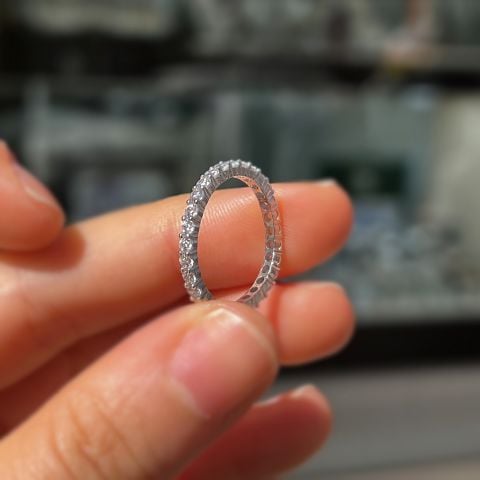 Gümüş 2 mm taşlı ince tamtur gümüş yüzük alyans