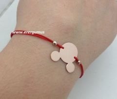 Kırmızı ipli Gümüş Mickey Mouse MC Bileklik