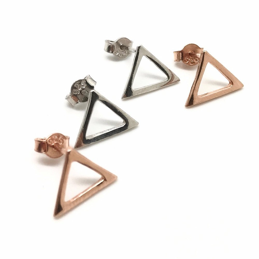 mini üçgen gümüş küpe sh523s