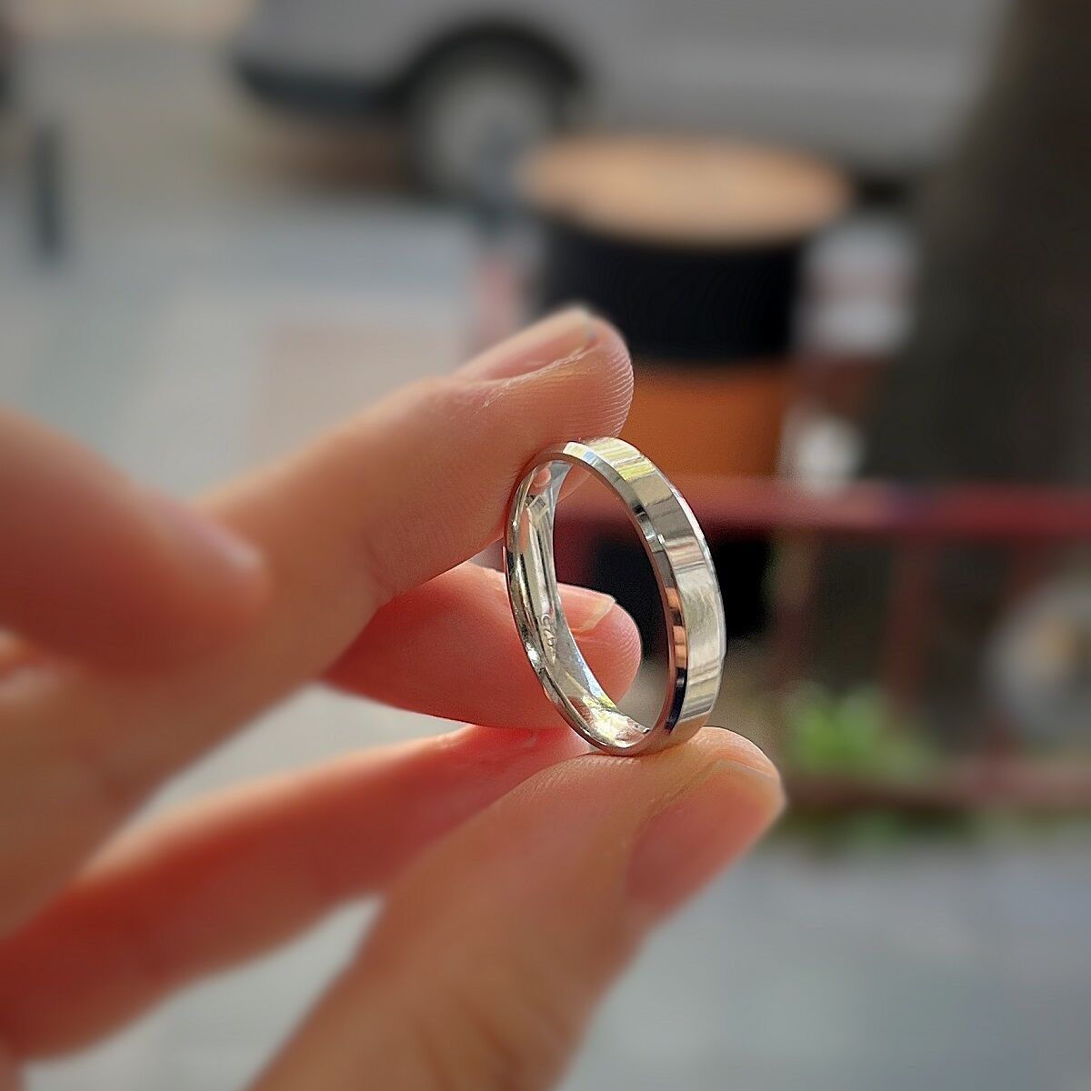 Gümüş 4 mm düz klasik yanı kesik alyans söz nişan erkek kadın yüzük