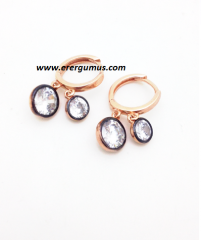2 Taşlı rose gümüş Küpe