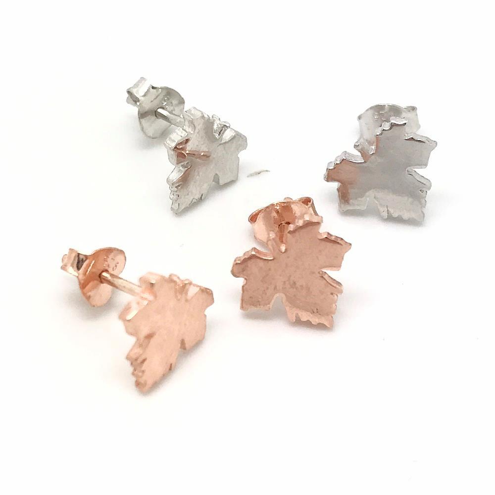 mini çınar yaprak gümüş küpe sh64a2