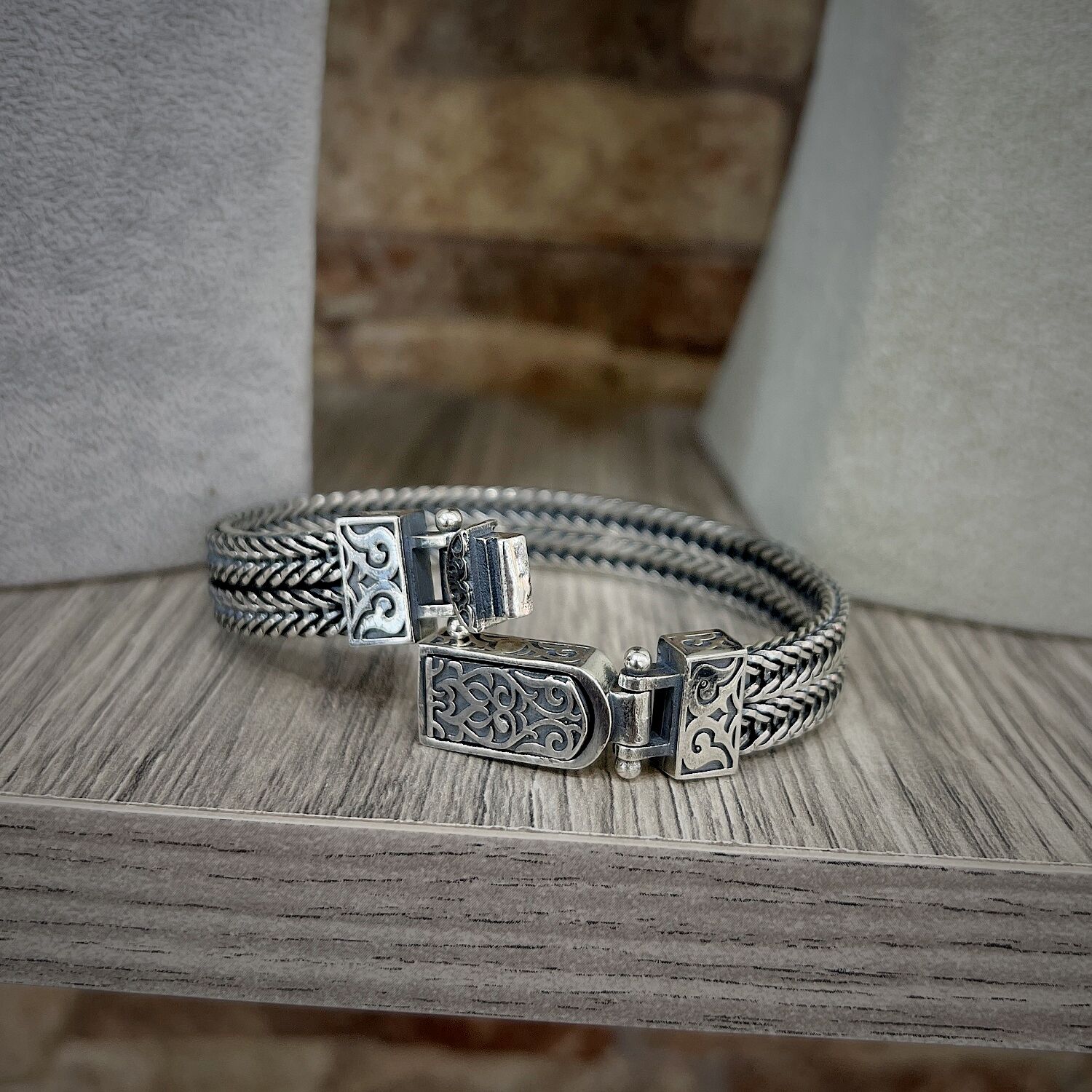 Gümüş cihan erkek el işi eskitme bileklik dy78d01e
