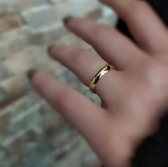 Kararmaz Gümüş 4 mm altın kaplama alyans yüzük