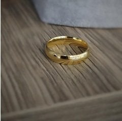 Kararmaz Gümüş 4 mm altın kaplama alyans yüzük