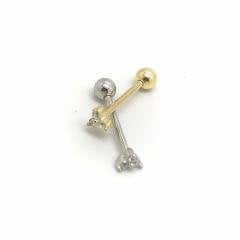 Gümüş 3 taş piercing kıkırdak küpe
