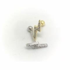 Gümüş şimşek model piercing kıkırdak küpe