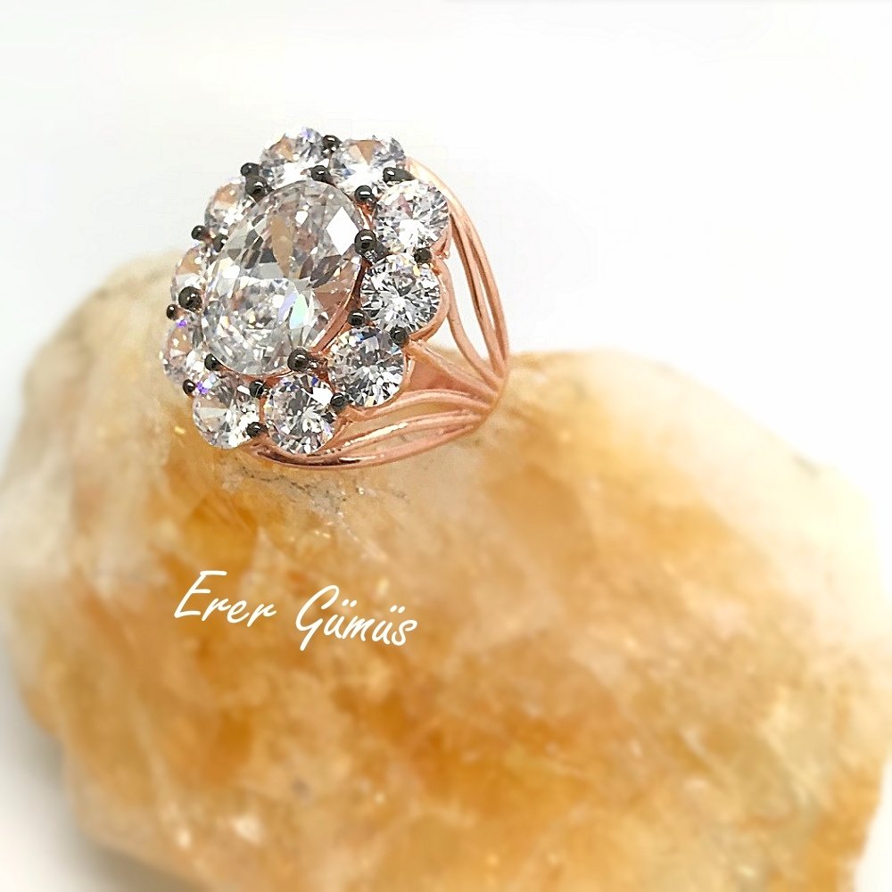 Gümüş elmas model yüzük el86t3