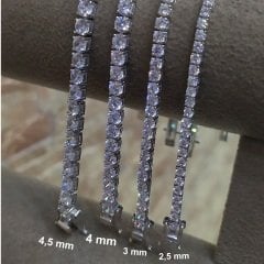 Gümüş pırlanta montür ithal su yolu bileklik 2,5 mm - Gümüş Rengi  (rodaj)