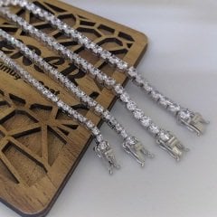 Gümüş pırlanta montür ithal su yolu bileklik 2,5 mm - Gümüş Rengi  (rodaj)