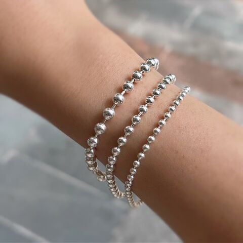Gümüş taşsız toplu zincir bileklik